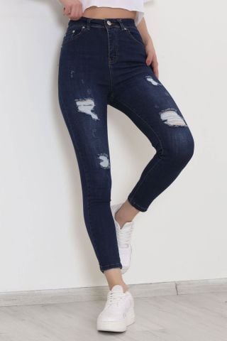 Lazer Kesim Kot Pantolon Mavi - 11362.1431.