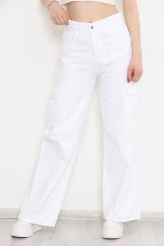 Kargo Cepli Kot Pantolon Beyaz - 4303.1184.