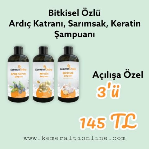 3lü Şampuan Ardıç Katranı Sarımsak, Keratin