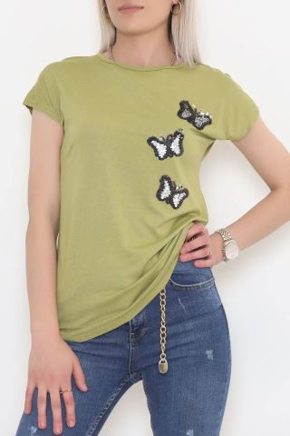 Kelebek Pul Detaylı Bluz Açıkhaki - 11326.599.