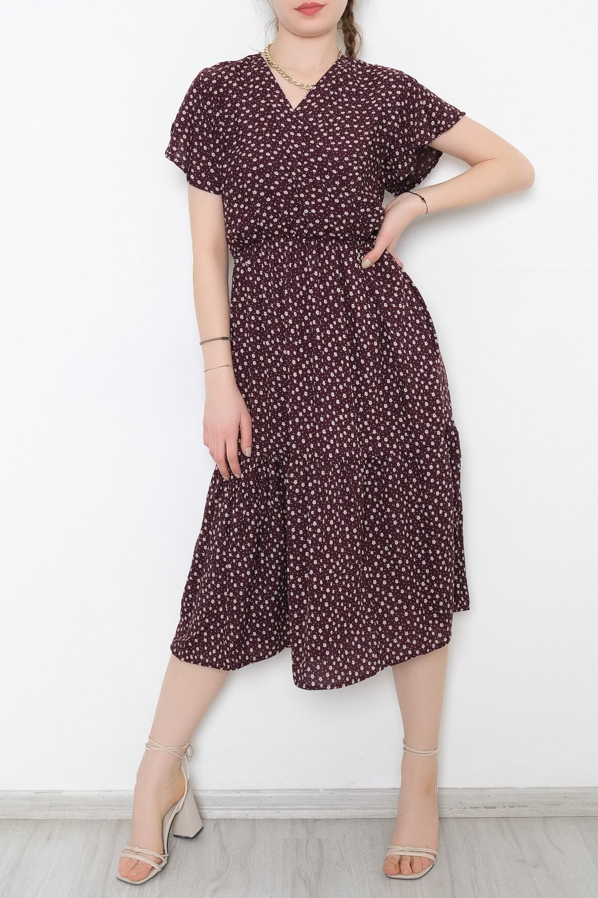 Kruvaze Elbise Morçiçekli - 10840.701.