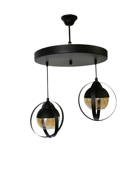 DÜNYA CAMLI SİYAH İKİLİ AVİZE