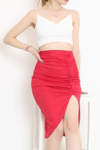 Düğmeli Etek Fuşya - 11105.1355.