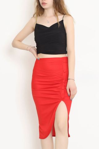 Düğmeli Etek Kırmızı - 11105.1355.