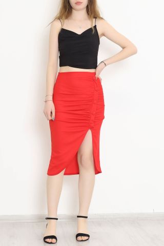 Düğmeli Etek Kırmızı - 11105.1355.