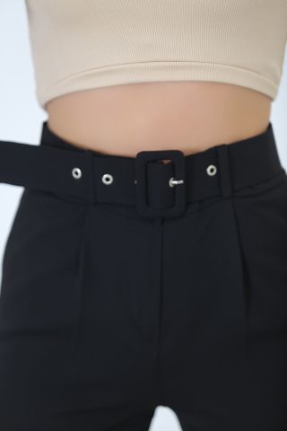 Kemerli Kumaş Pantolon Siyah - 8699.1361.