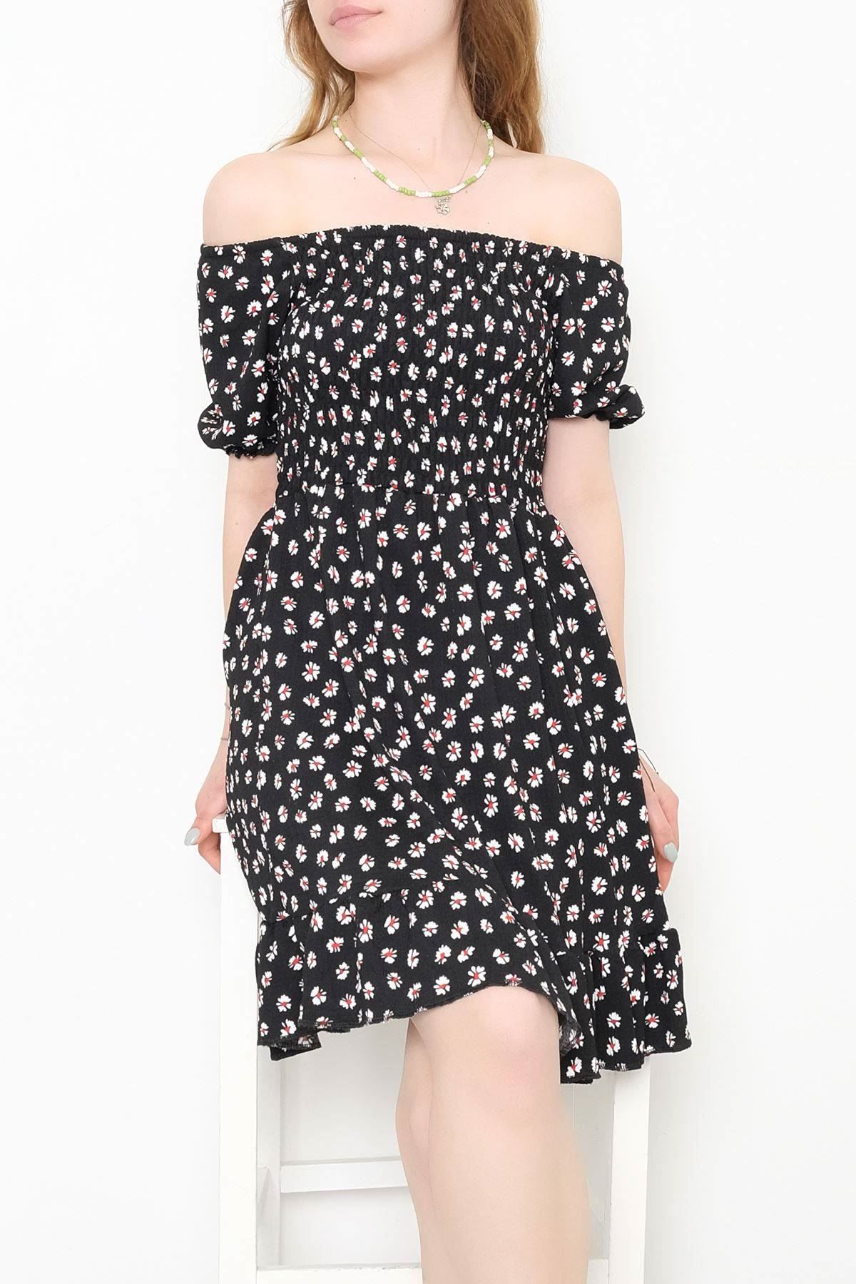 Kısa Bürümcük Elbise Siyahbeyaz - 892.1287.