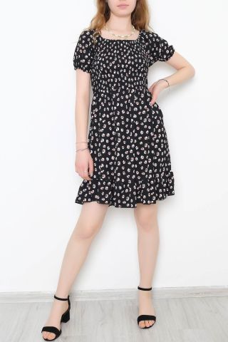 Kısa Bürümcük Elbise Siyahbeyaz - 892.1287.