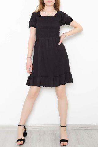 Kısa Bürümcük Elbise Siyah - 890.1287.
