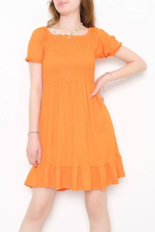 Kısa Bürümcük Elbise Turuncu - 890.1287.