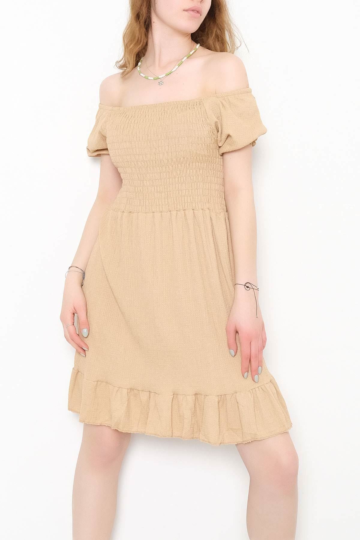 Kısa Bürümcük Elbise Sütlükahve - 890.1287.