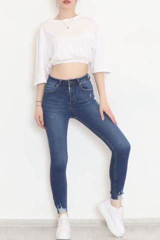 Paça Lazerli Kot Pantolon Mavi - 2057.392.