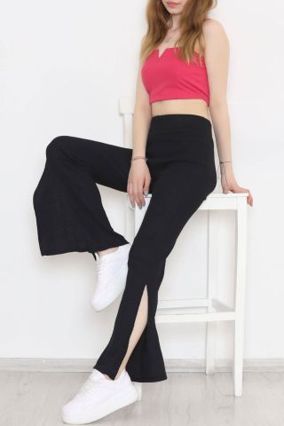 Yırtmaçlı Kaşkorse Pantolon Siyah - 11260.1567.