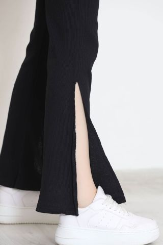 Yırtmaçlı Kaşkorse Pantolon Siyah - 11260.1567.