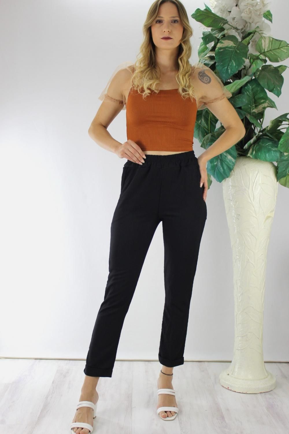 Krinkıl Duble Paça Pantolon Siyah - 2506.60