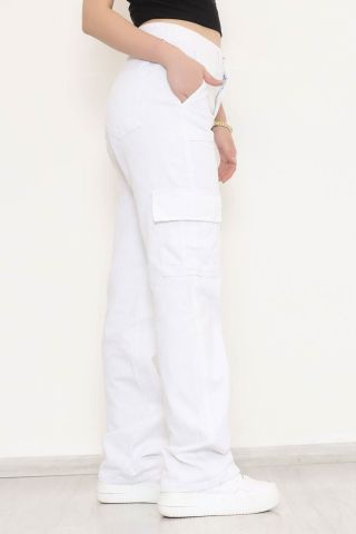Kargo Cepli Kot Pantolon  Beyaz - 064.1184.
