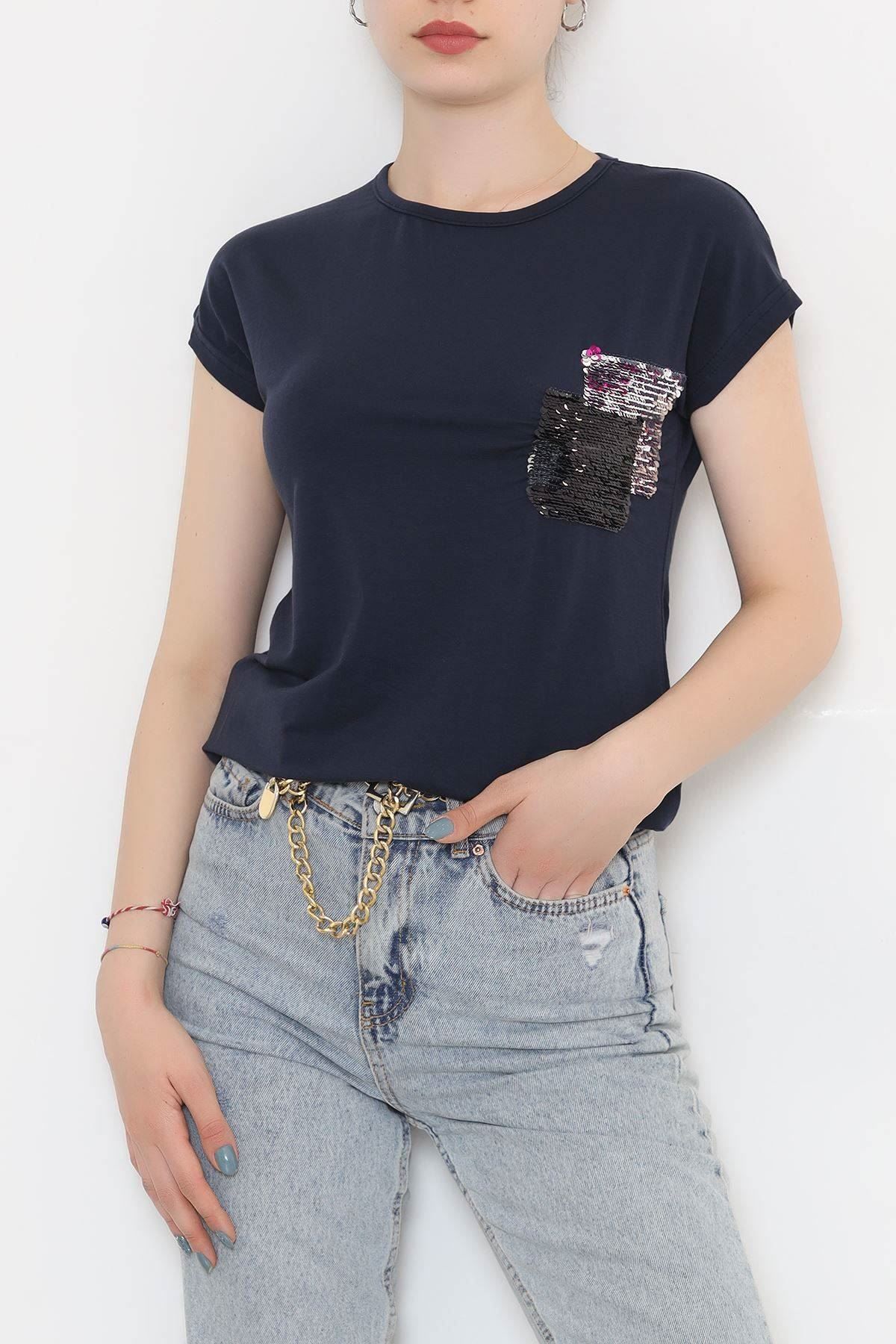 Cep Pul Detay Bluz Lacivert - 11364.599.