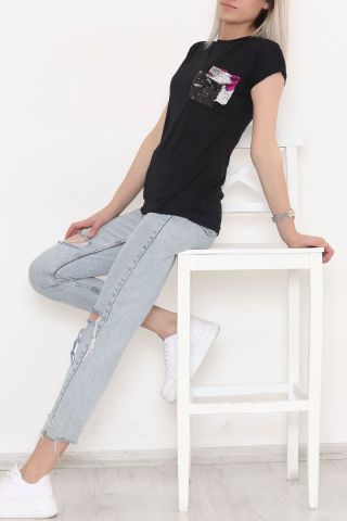 Cep Pul Detay Bluz Siyah - 11364.599.