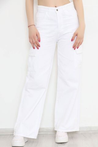 Kargo Cepli Kot Pantolon Beyaz - 4303.1184.