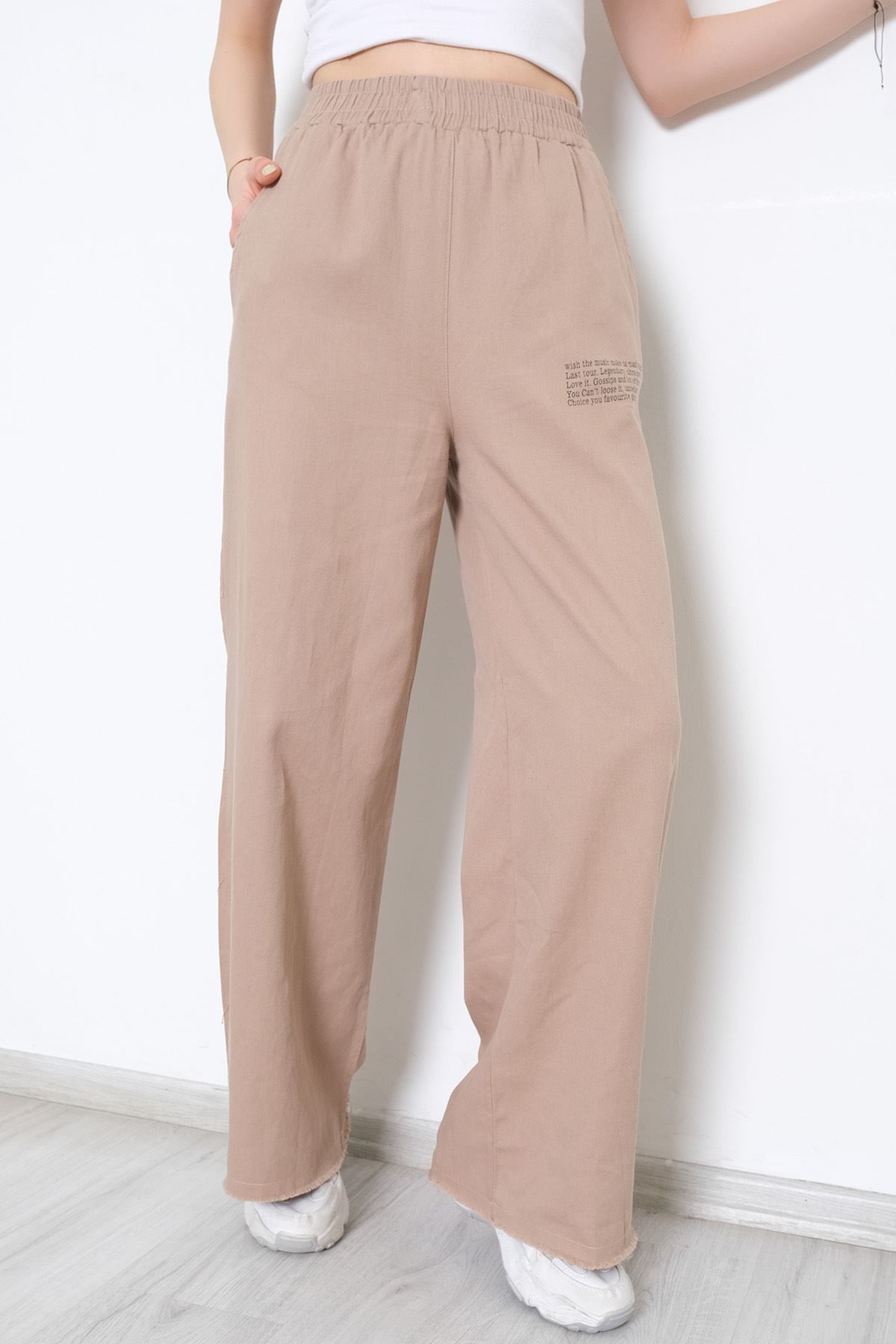 Paça Kesik Gabardin Pantolon Vizon - 611.1247.