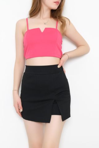 Yırtmaçlı Şort Etek Siyah - 10832.316.