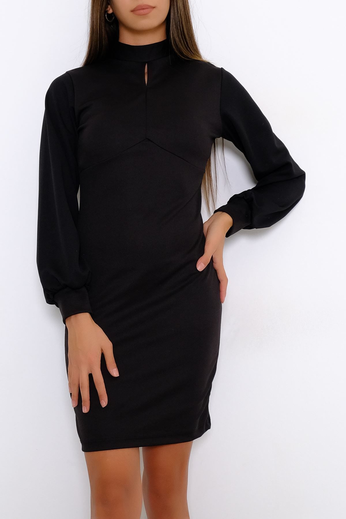 Balon Kol Elbise Siyah - 10085.631.