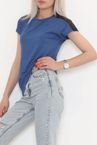 Omuz Pullu Bluz İndigo - 11279.599.