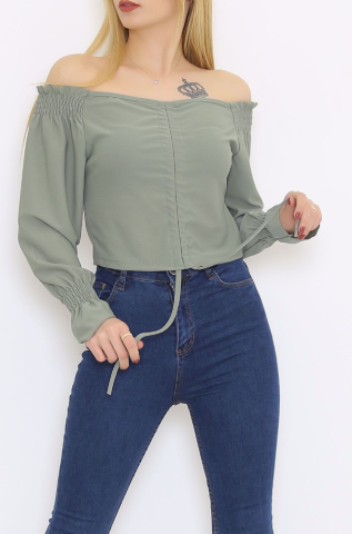 Omuz Gipeli Bluz Pastelyeşil - 8884.224.