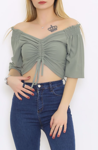 Omuz Gipeli Bluz Pastelyeşil - 8884.224.