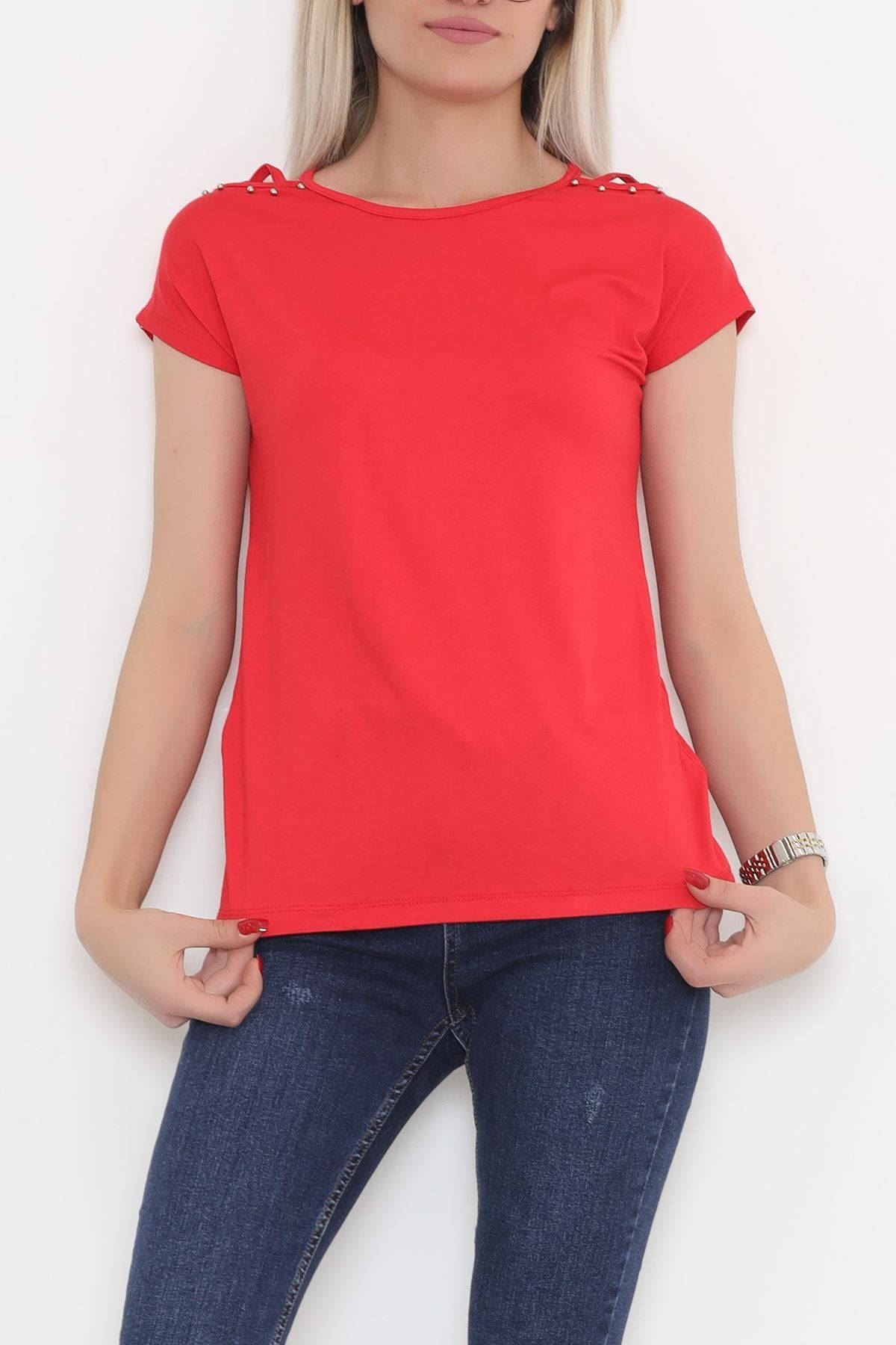 Omuz Çarpraz Dekolteli Bluz Kırmızı - 11280.599.