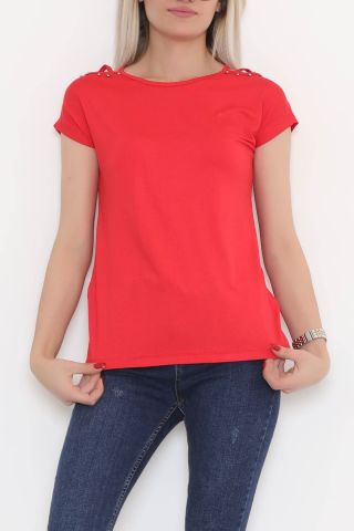 Omuz Çarpraz Dekolteli Bluz Kırmızı - 11280.599.