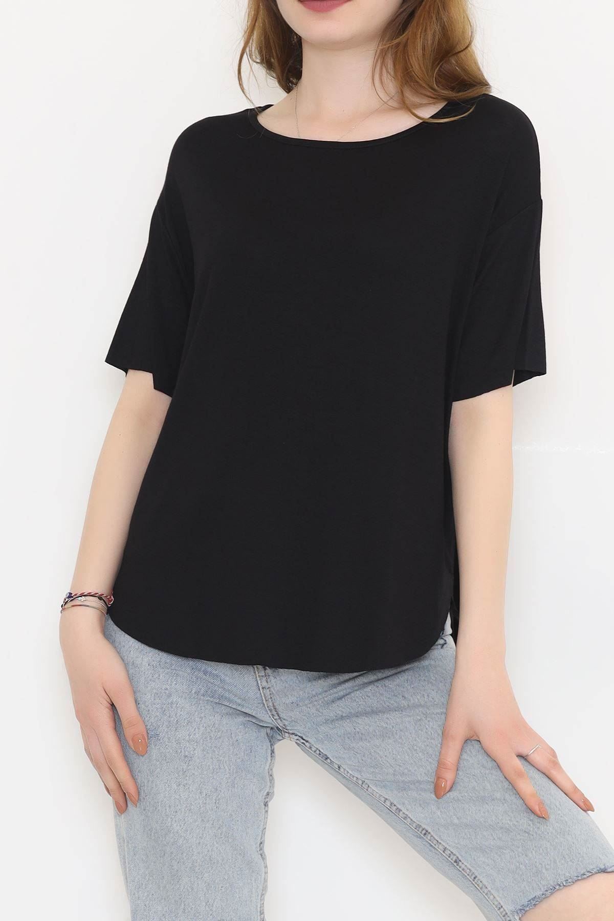 Ön Kısa Arka Uzun Tişört Siyah - 10662.1095.