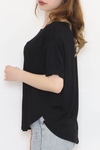 Ön Kısa Arka Uzun Tişört Siyah - 10662.1095.