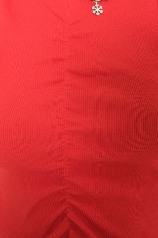 Önü Büzgülü Atlet Kırmızı - 10496.1187.