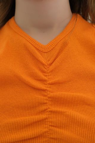 Önü Büzgülü Atlet Turuncu - 10496.1187.