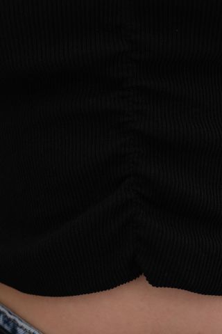 Önü Büzgülü Atlet Siyah - 10496.1187.