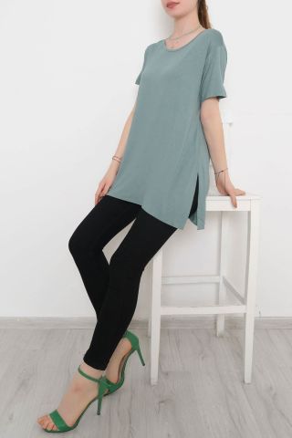 Yanı Yırtmaçlı Tişört Mint - 10658.1095.
