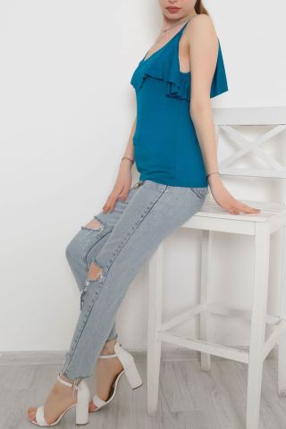 Volanlı Bluz Zümrüt - 10676.1095.