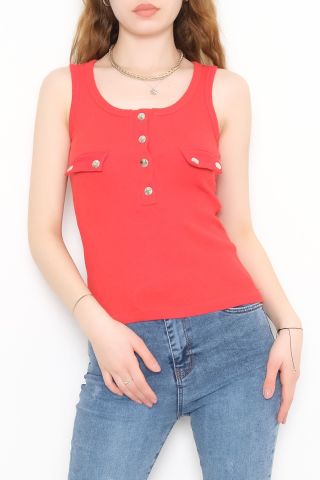 Önü Çıtçıtlı Bluz Kırmızı - 10497.1187.