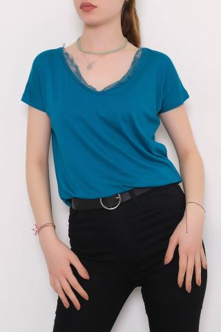Yaka Dantel Bluz Zümrüt - 10674.1095.