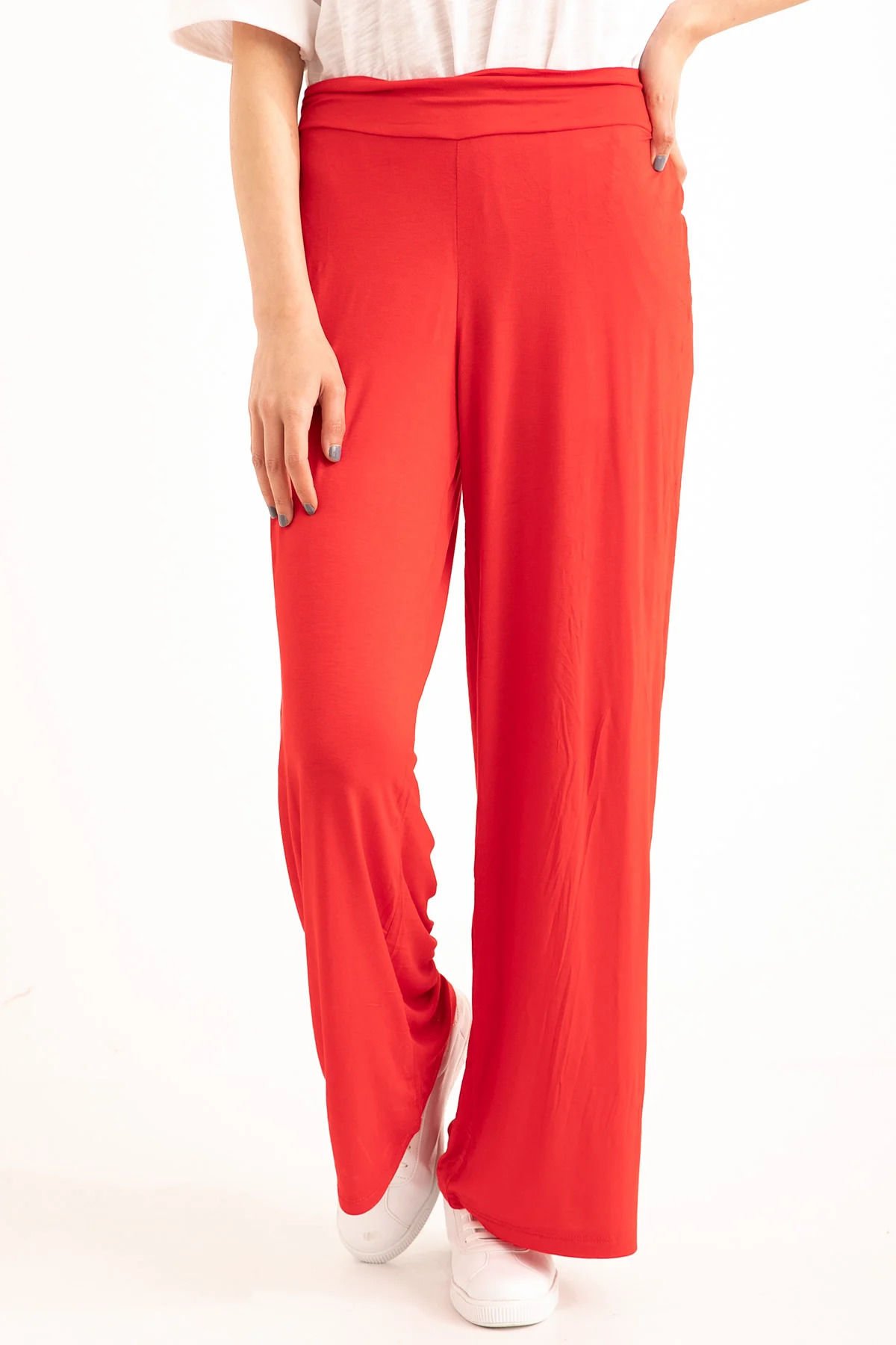 Bel Lastikli Penye Pantolon - P-018867KIRMIZI