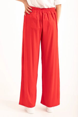Bel Lastikli Penye Pantolon - P-018867KIRMIZI