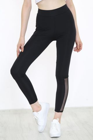 Paça Tül Dalgıç Tayt Siyah - 7523.1098.