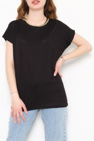 Önü Zincir Detaylı Bluz Siyah - 10886.102.