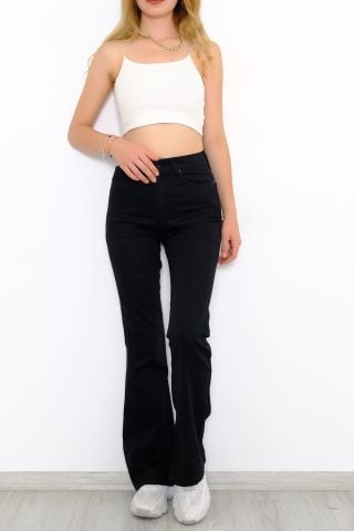 İspanyol Paça Yırtmaçlı Kot Pantolon Siyah - 8839.1184.