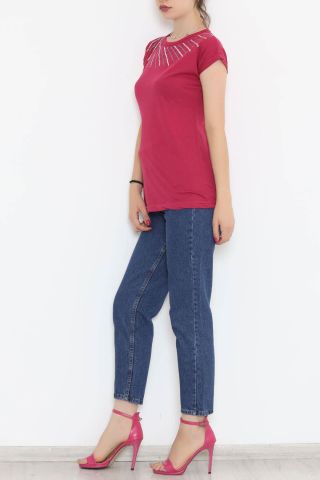 Yaka Pul Detaylı Bluz Koyupembe - 11532.599.