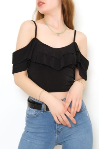Volanlı Bluz Siyah - 10695.631.