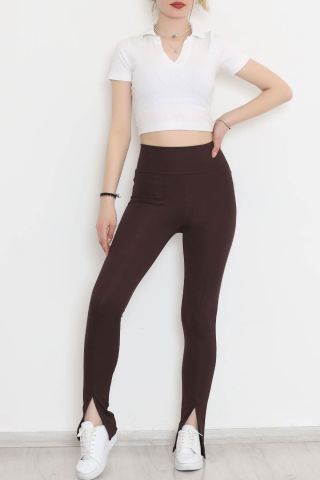 Yırtmaçlı Tayt Acıkahve - 11015.1567.