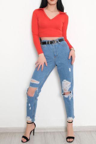 Polo Yaka Bluz Kırmızı - 10610.631.