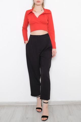 Polo Yaka Kruvaze Bluz Kırmızı - 10608.631.